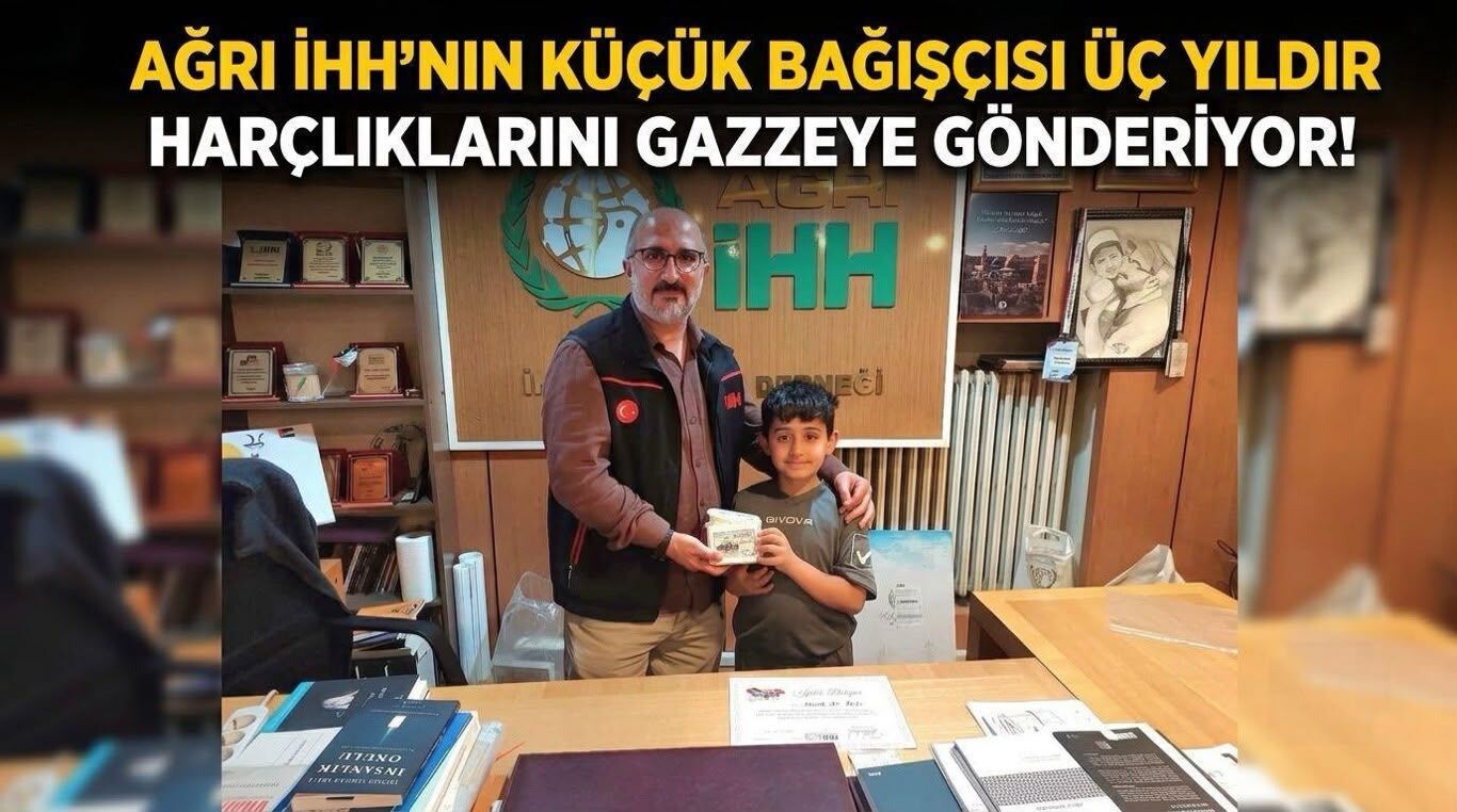 Gazze İçin Harçlıklarını Ağrı İHH’ya Bağışlayan Musab Ali’ye “İyilik Belgesi”