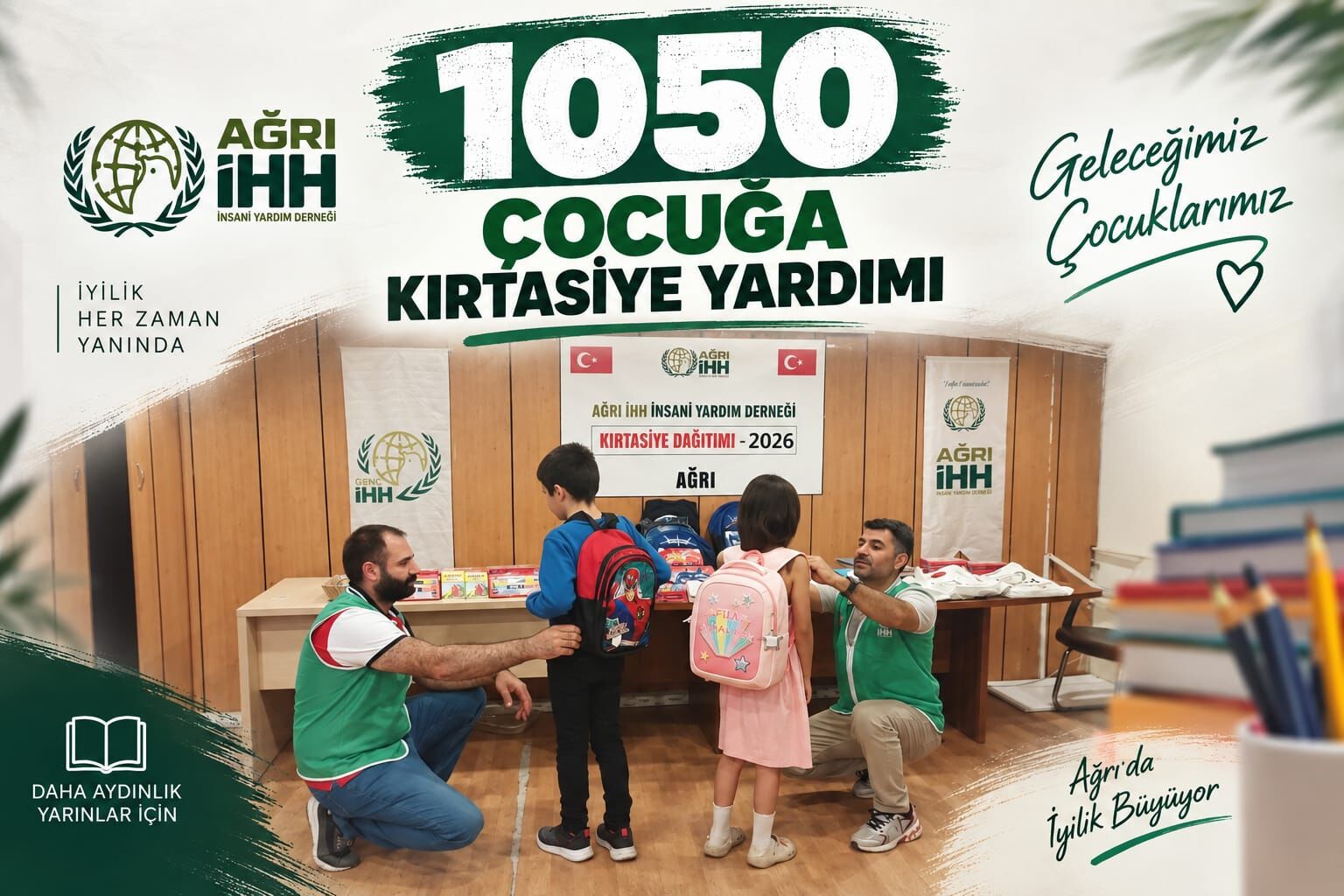 Ağrı İHH’dan 1050 çocuğa kırtasiye yardımı