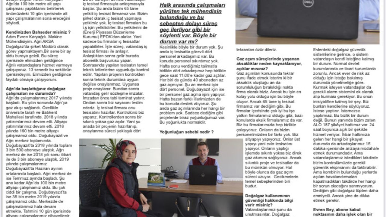 Ağrı Aksa  Doğalgaz Müdürü Evren Karyağdı İle Röportaj
