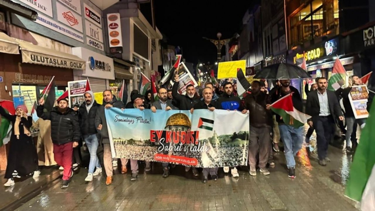 Ağrı’da İsrail’in Gazze saldırısı protesto edildi