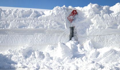 'Kar kaplanları', Ağrı-Kağızman kara yolunda metrelerce yükseklikteki karla mücadele ediyor