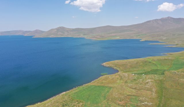 Karın geç eridiği Ağrı'daki Balık Gölü serin havasıyla ziyaretçilerini ağırlıyor