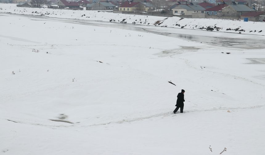 Ağrı'da nehir ve dereler buzla kaplandı